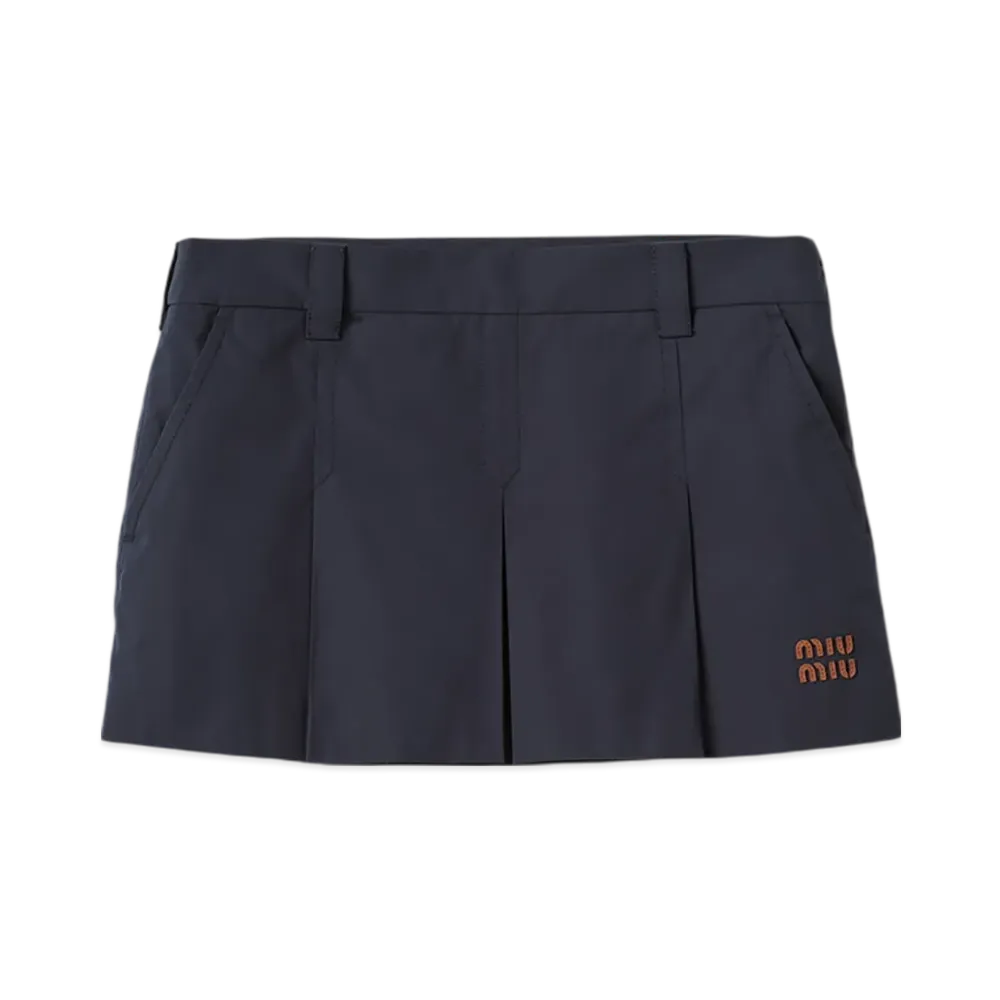 MIU MIU Panama Cotton Mini Skirt "Blue"