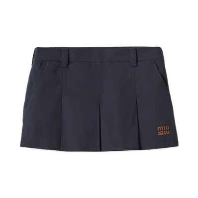 MIU MIU Panama Cotton Mini Skirt "Blue"
