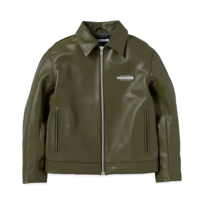 NEIGHBORHOOD Single Leather Jacket "Olive Drab"