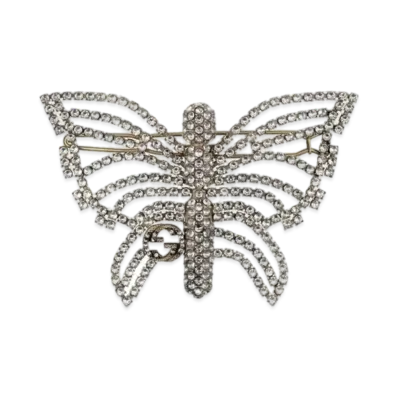 GUCCI Crystal Butterfly Hair Clip "Silver"