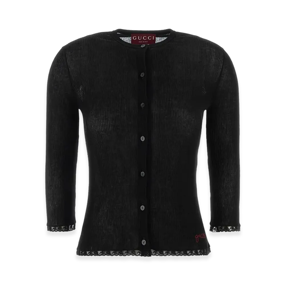 GUCCI Women's Cotton Cardigan "Black"