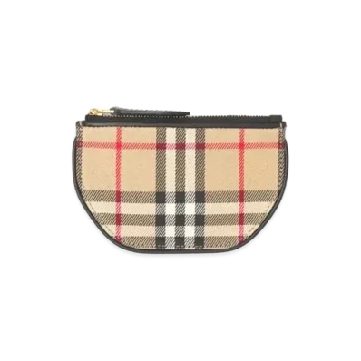 Burberry Vintage Check Cotton Olympia Coin Case "Archive Beige"