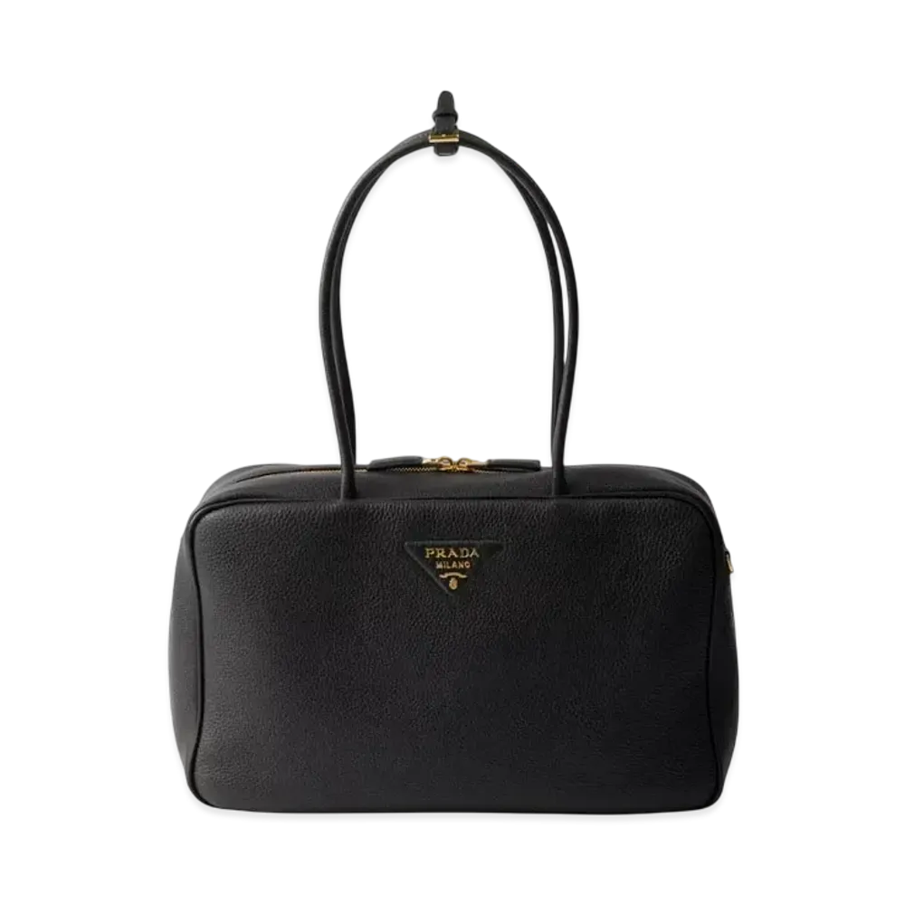 PRADA Large Leather Top-Handle Bag "Black"