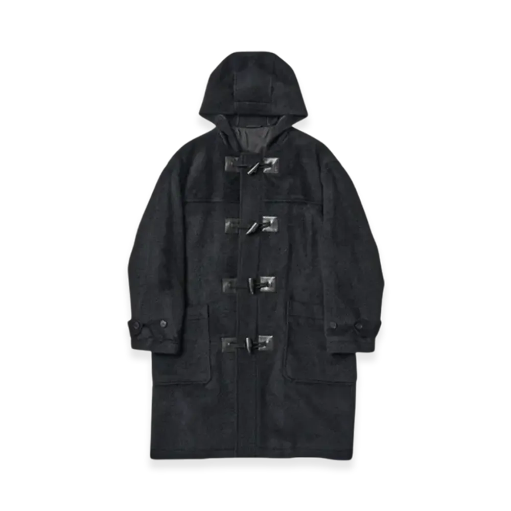 AURALEE Brushed Suri Alpaca Mohair Duffle Coat "Black"