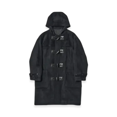 AURALEE Brushed Suri Alpaca Mohair Duffle Coat "Black"