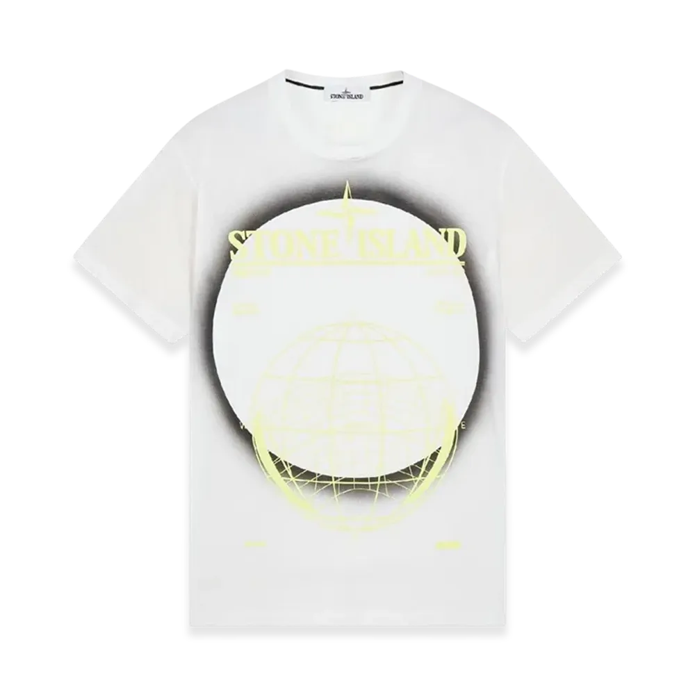 Stone Island 2NS96 30/1 Cotton Jersey Solar Eclipse Two Print Garment Dyed T-Shirt - 22SS "White"