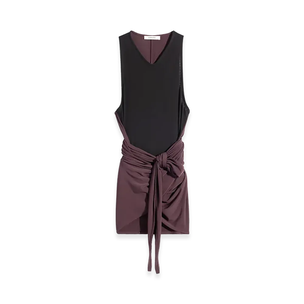 LEMAIRE Women's Viscose Crepe Jersey Sleeveless Wrap Top "Fig"