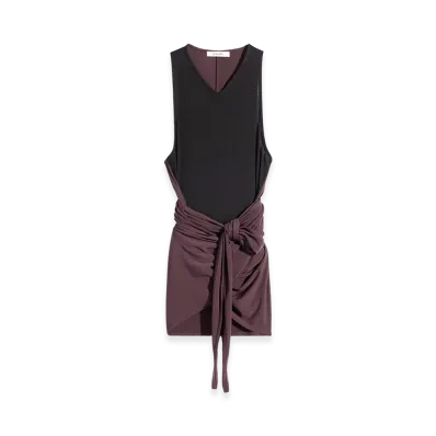 LEMAIRE Women's Viscose Crepe Jersey Sleeveless Wrap Top "Fig"