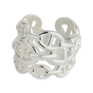 Hermes Chaine D'ancre Enchainee Ring GM Large Model "Silver"