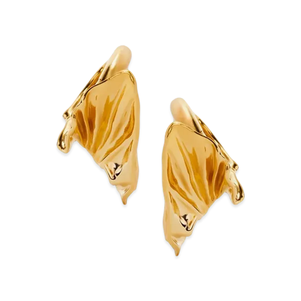 LOEWE Pleated Fan Hoop Earrings "Gold"