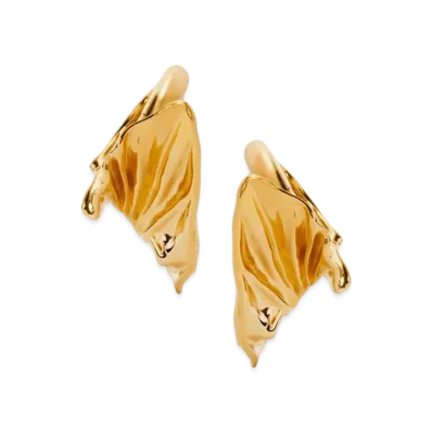 LOEWE Pleated Fan Hoop Earrings "Gold"