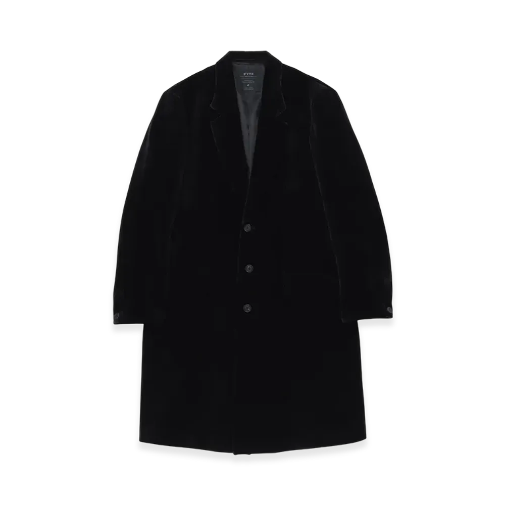 S'YTE Velveteen Notched Lapel Long Jacket "Black"