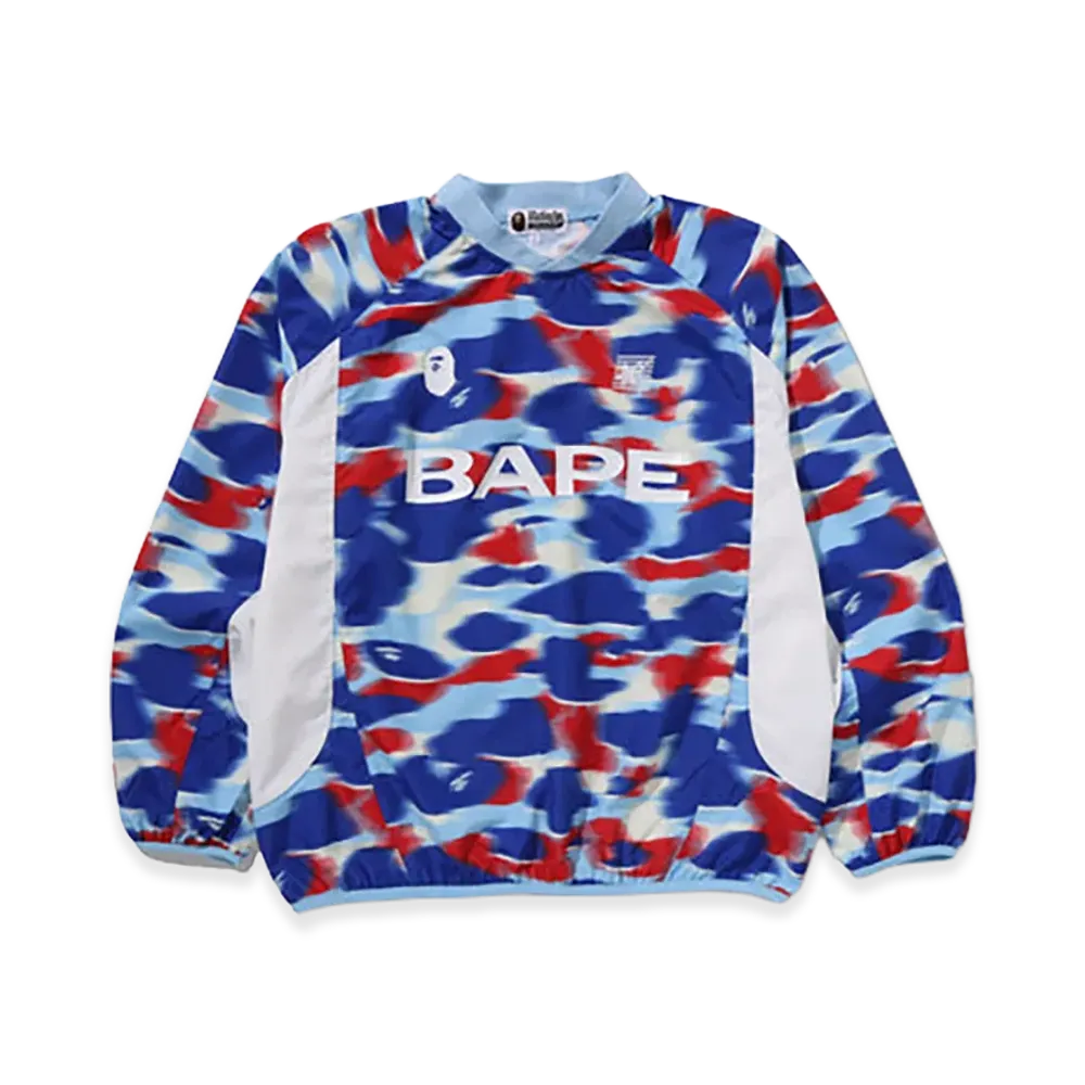 A BATHING APE Screen Camo Football Logo Relaxed Fit Crewneck Sweatshirt "Blue"