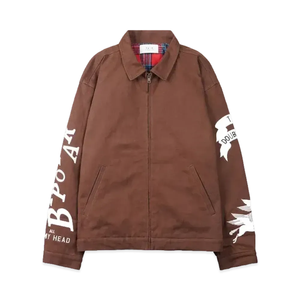 TAIN DOUBLE PUSH EMBROIDERY WORK JACKET "BROWN"