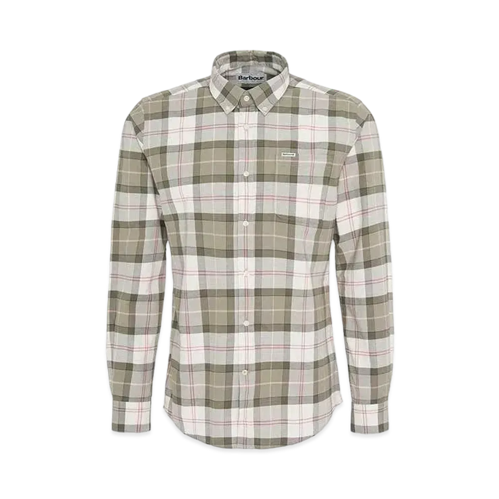 Barbour Lewis Tartan Check Button Down Shirt Tailored Fit "Olive"