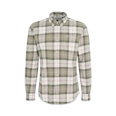 Barbour Lewis Tartan Check Button Down Shirt Tailored Fit "Olive"