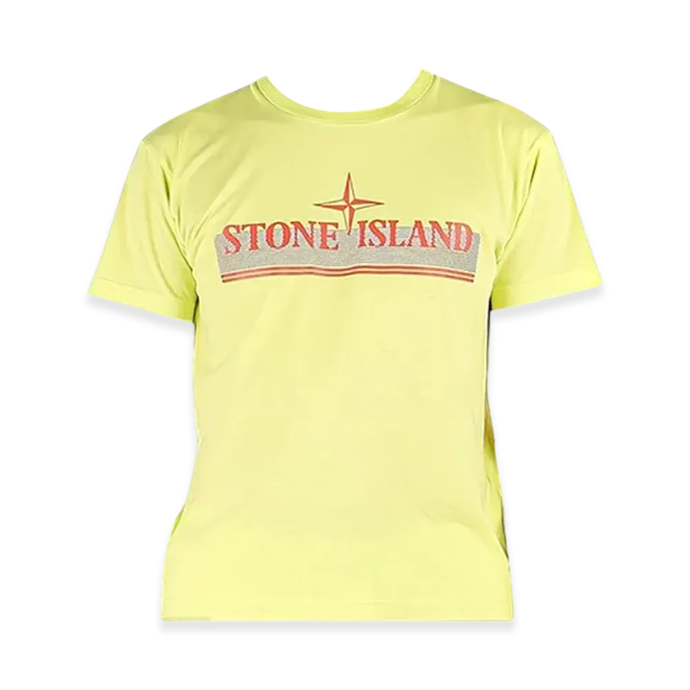 Stone Island 2NS92 30/1 Cotton Jersey Tricromia One Print Garment Dyed T-Shirt- 22SS "Lemon"