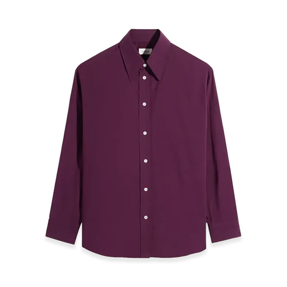 LEMAIRE Washed Cotton Muslin Soft Shirt "Grape"