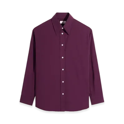 LEMAIRE Washed Cotton Muslin Soft Shirt "Grape"