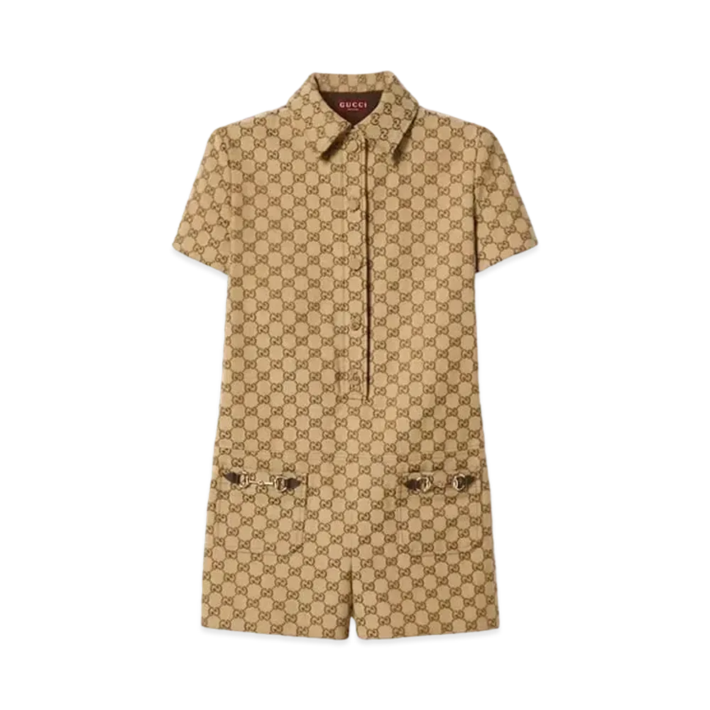 GUCCI Original GG Canvas Jumpsuit "Camel/Ebony"