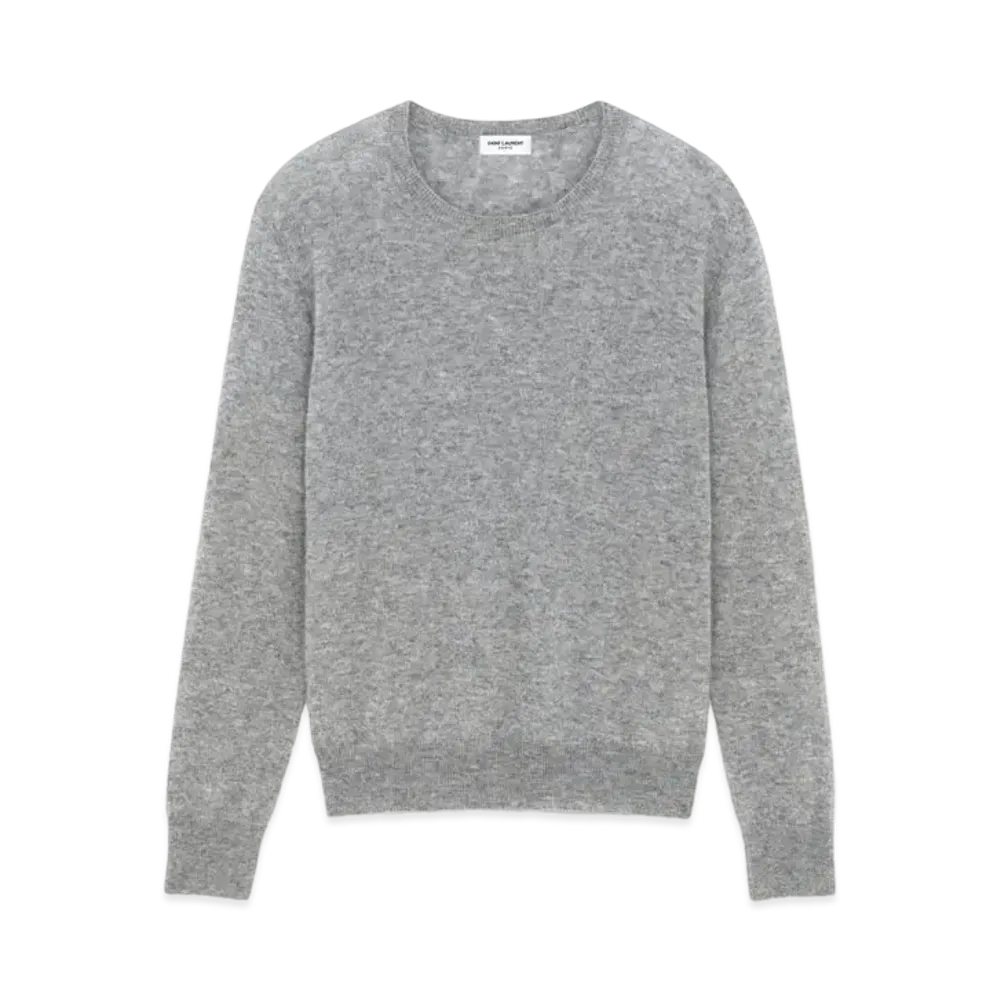 Saint Laurent Women's Sweater in Cashmere and Silk "Gris Chine"