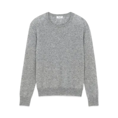 Saint Laurent Women's Sweater in Cashmere and Silk "Gris Chine"
