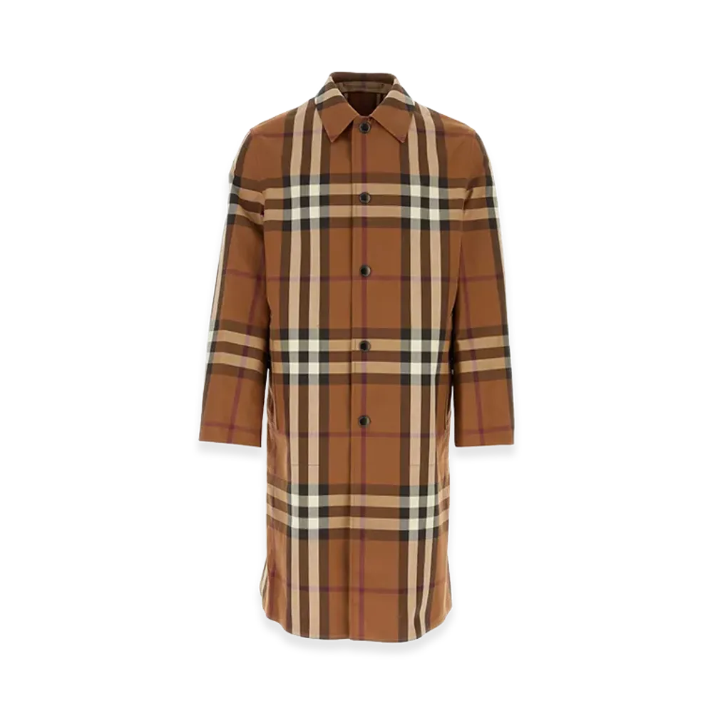 Burberry Embroidered Cotton Eversible Overcoat "Checked"