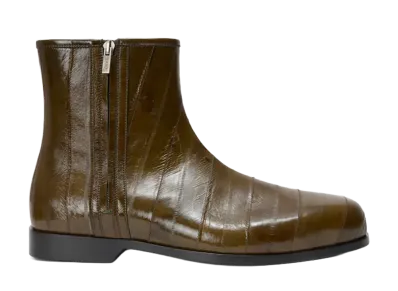 LOEWE Bobine Ankle Boot in Eel "Olive Green"