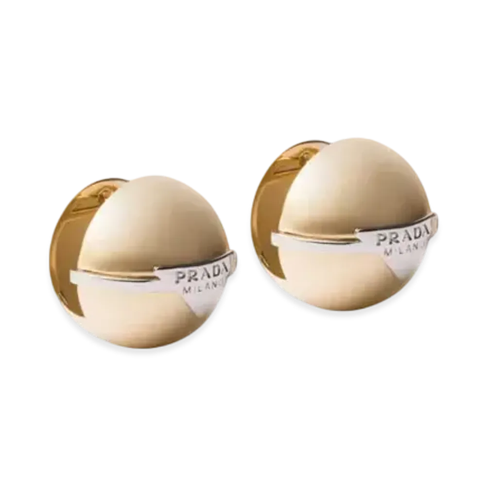 PRADA Metal Earrings "Gold/Light Gray"