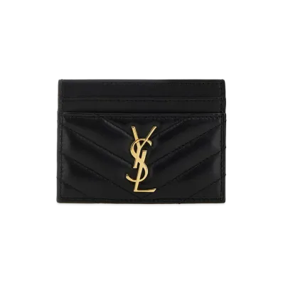 Saint Laurent Women's Nappa Leather Cassandre Card Holder "Black"