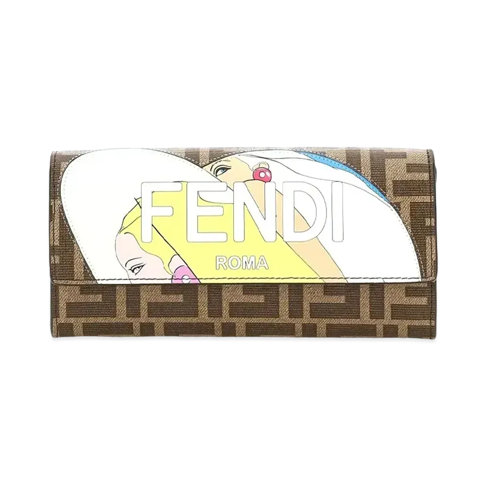 FENDI Continental Wallet Fabric "Brown"
