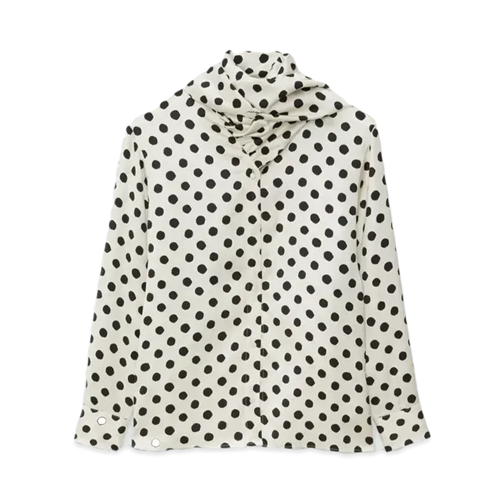 MSGM Blended Silk Shirt With Scarf Collar "White"