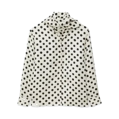 MSGM Blended Silk Shirt With Scarf Collar "White"