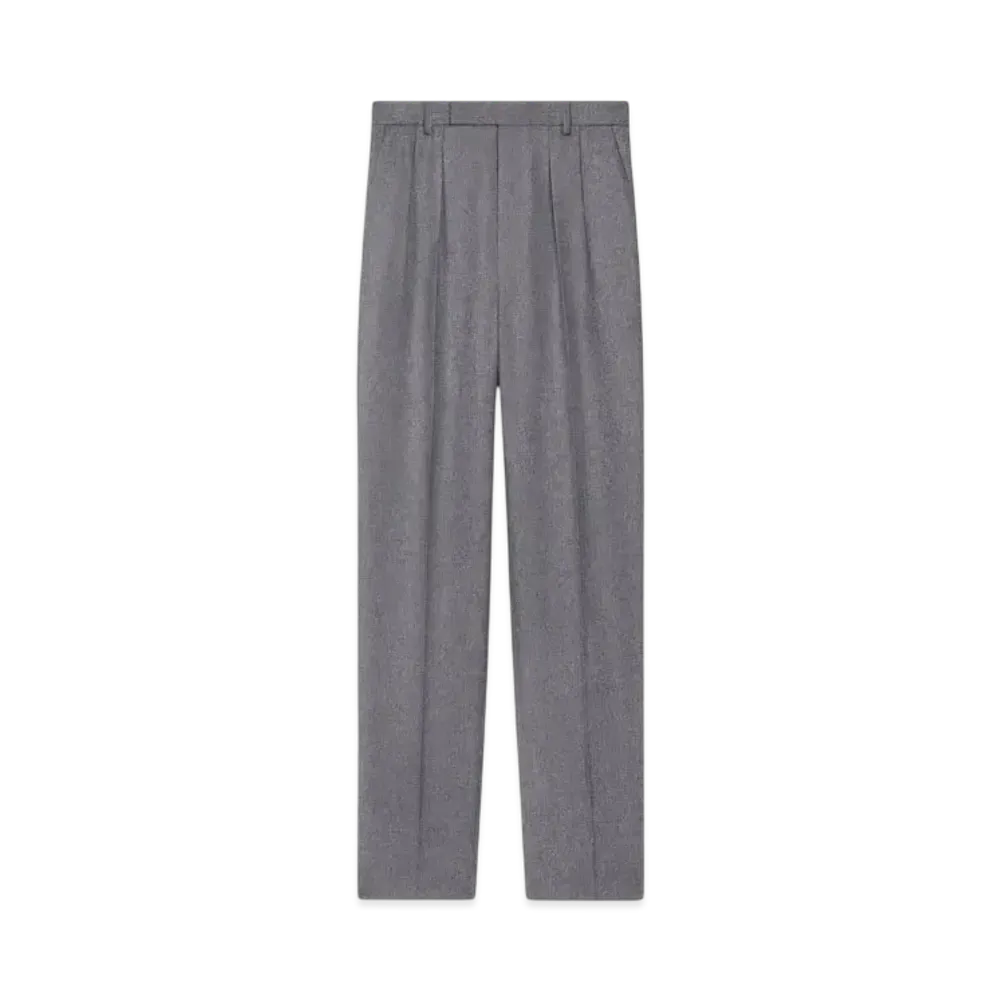 CELINE Men's Keith Pants in Cashmere Flannel "Light Grey"