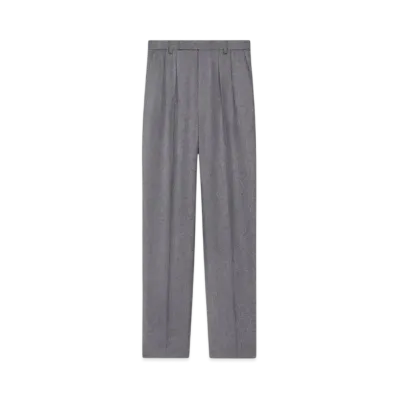 CELINE Men's Keith Pants in Cashmere Flannel "Light Grey"