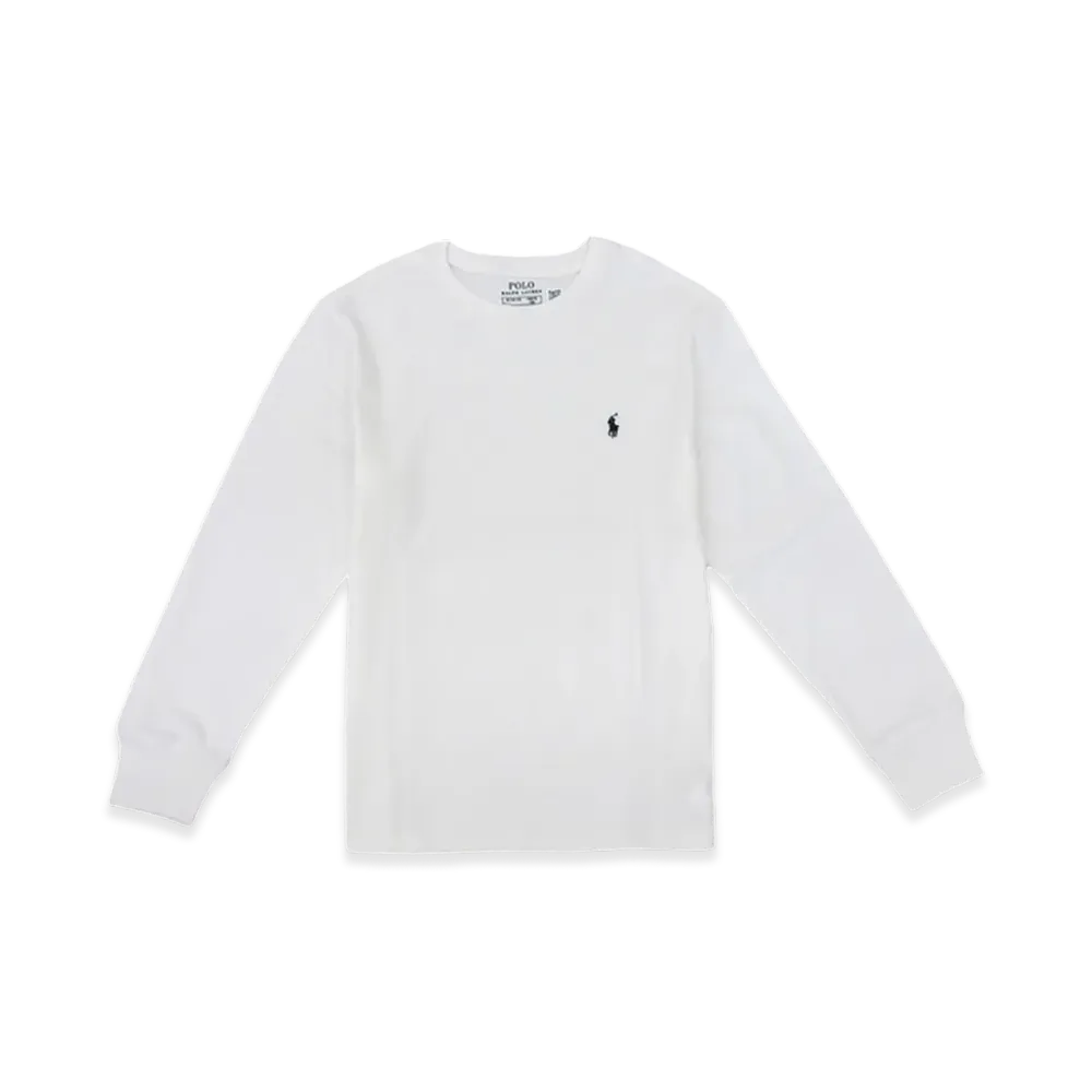 Ralph Lauren Kids Crewneck T-Shirt Long Sleeve Cotton Jersey "White"