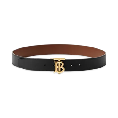 Burberry Reversible Leather TB Belt "Black/Tan/Light Gold"