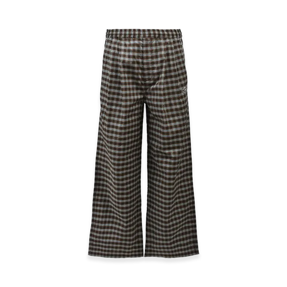 BREATH Script Logo Check Pipng Pants "Brown"