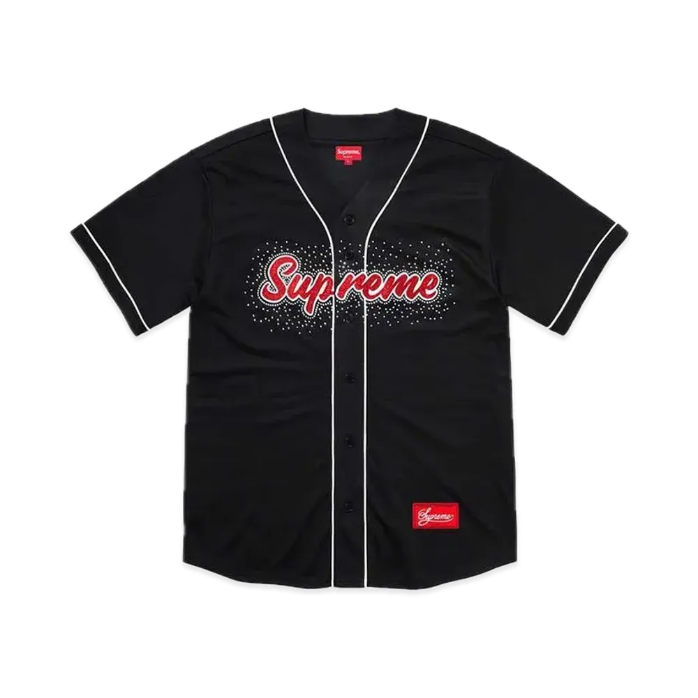 Supreme Rhinestone Baseball Jersey "Black"