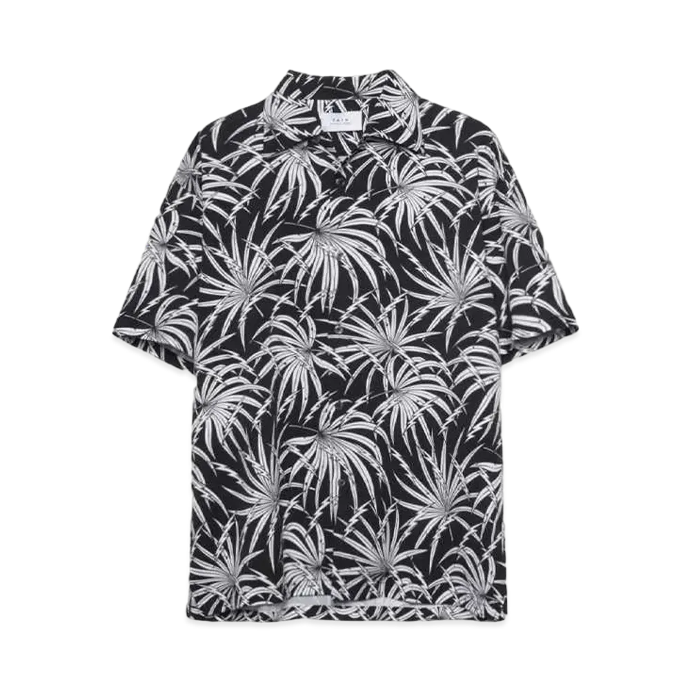 TAIN DOUBLE PUSH ALOHA SHIRTS "BLACKxWHITE"