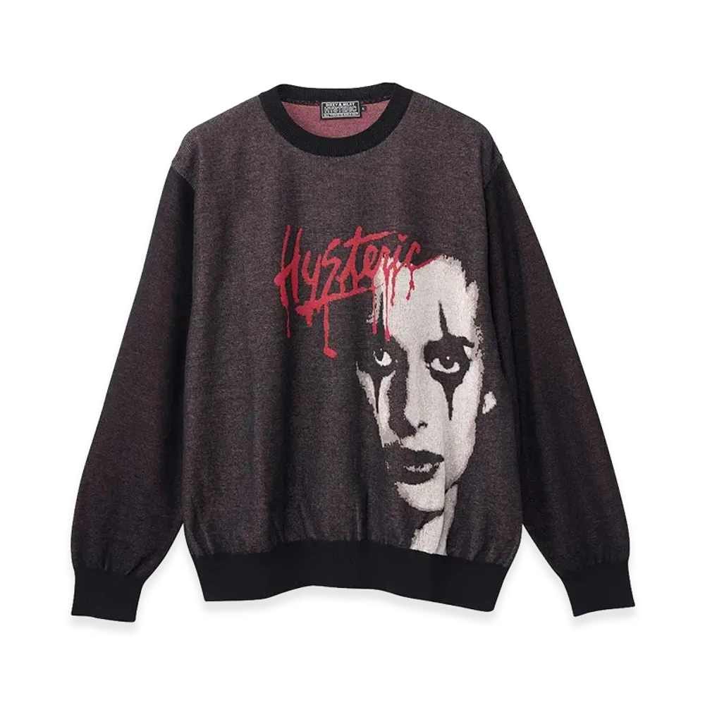 HYSTERIC GLAMOUR MOONSHINE Jacquard Sweater "Black"