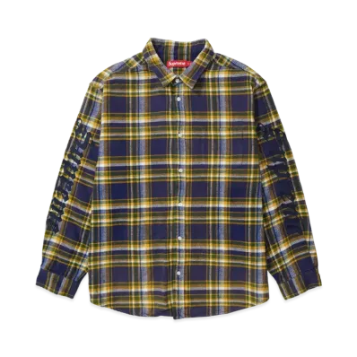 Supreme Old English Plaid Flannel Shirt "Navy"