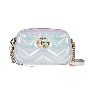 GUCCI GG Marmont Small Shoulder Bag "Blue Iridescent"