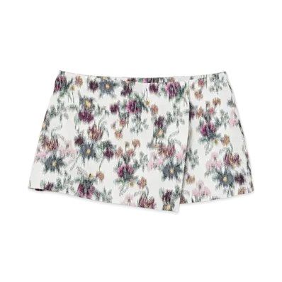 TTTMSW Flower Jacquard Wrap Skirt "White"