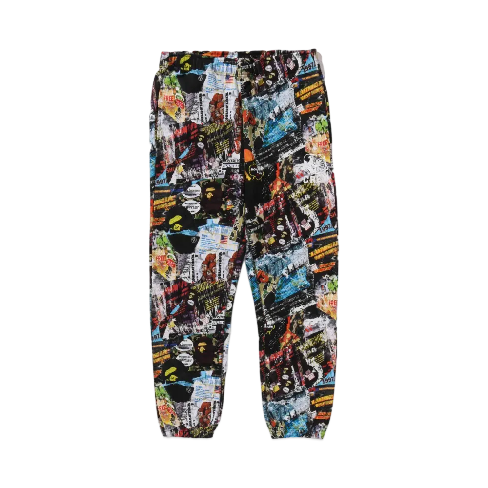 A BATHING APE Flyer Pattern Sweat Pants "Multi"