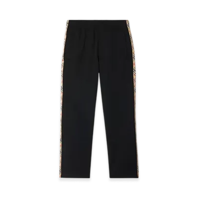 Burberry Check Trim Cotton Blend Track Pants "Black"