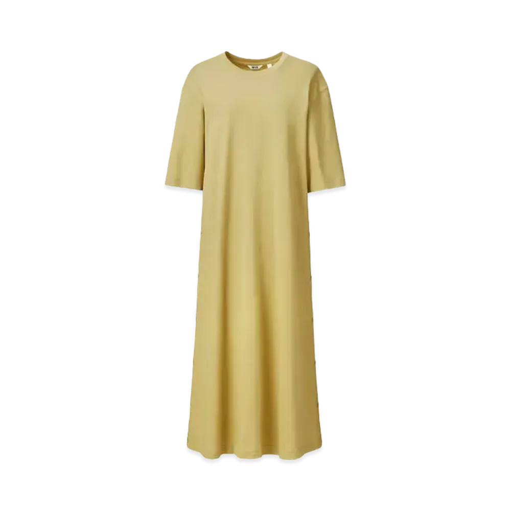 Uniqlo U 24SS Crepe Cotton Snap Dress "Yellow"