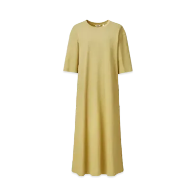 Uniqlo U 24SS Crepe Cotton Snap Dress "Yellow"