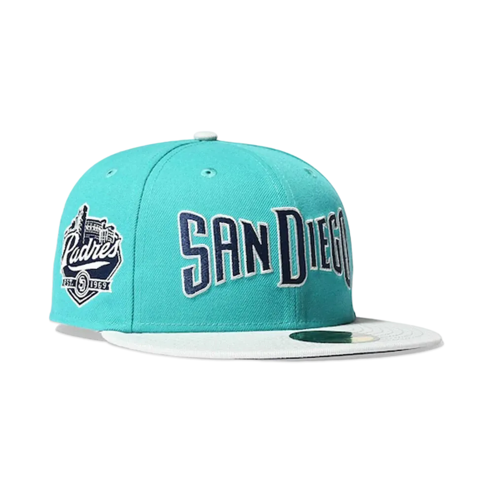 NEW ERA x HOME GAME San Diego Padres 59Fifty CO EST 1969 Title "Wave/Snow Gray"