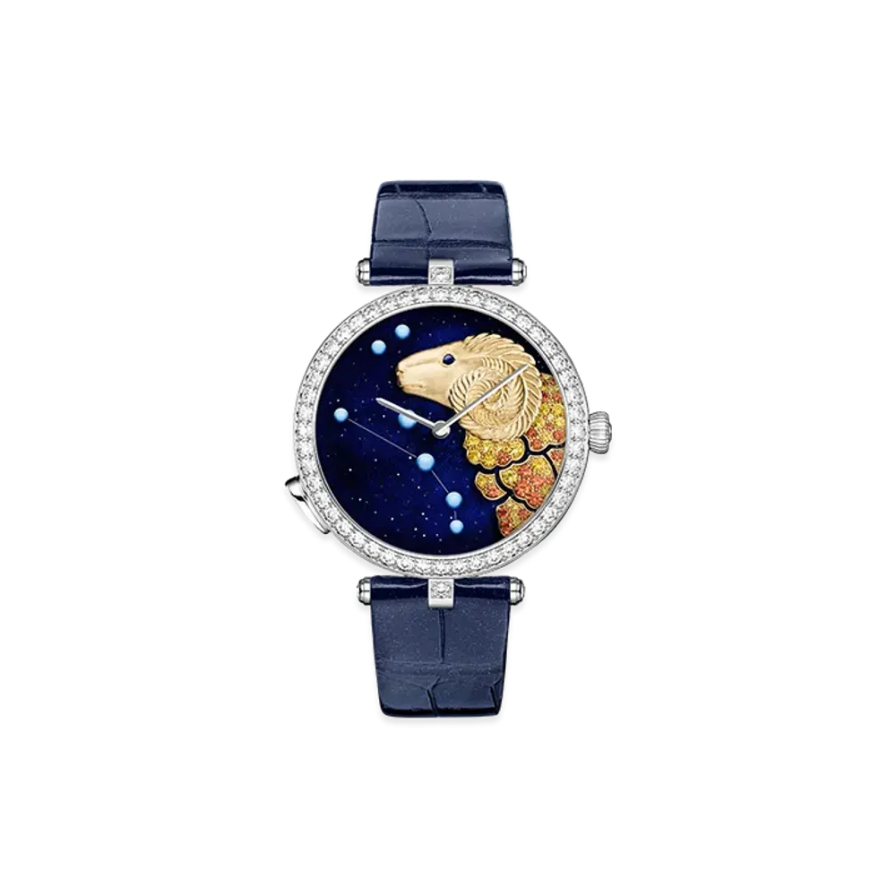 Van Cleef & Arpels Lady Arpels Zodiaque Lumineux Arietis Aries watch "18K White gold/Sapphire/Spessartite garnet/Diamond"